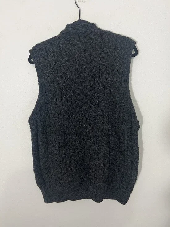 Carraig Donn Dark Gray Sleeveless Button Down Wool Cardigan Sweater Vest Size XL - Picture 6 of 10